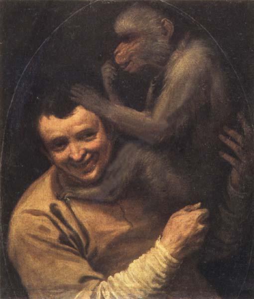 Annibale Carracci Portrait of a Young Man with a Monkey oil painting picture